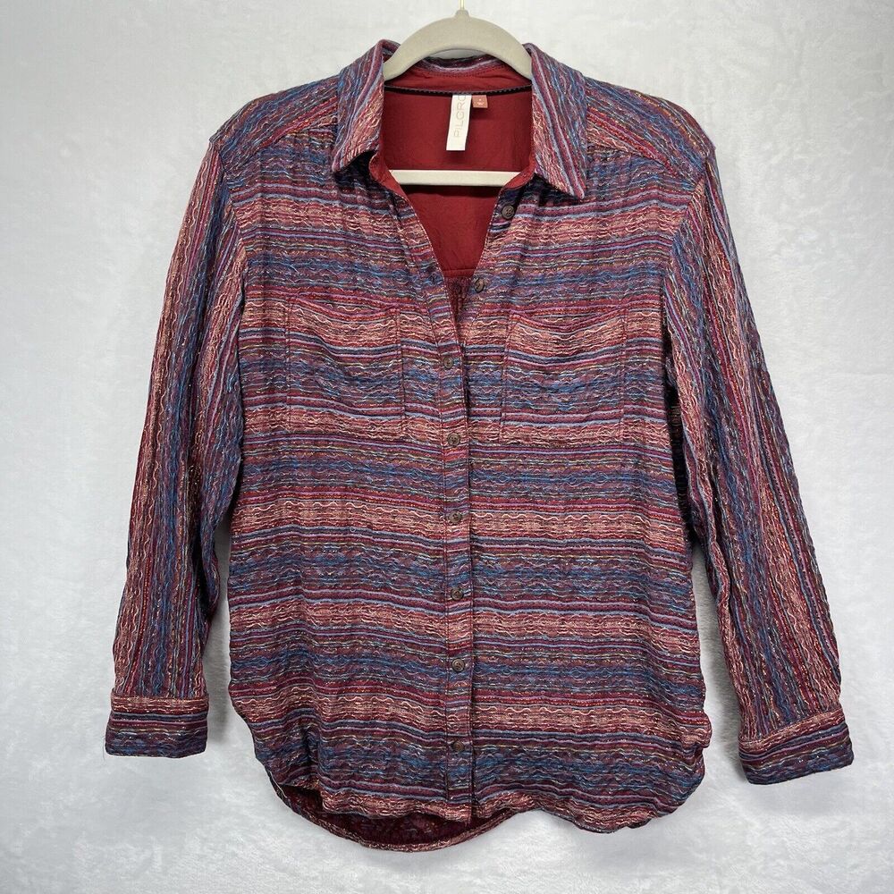 Anthropologie Pilcro Long‎ Sleeve Button Down Shirt Women’s Size Small Textured